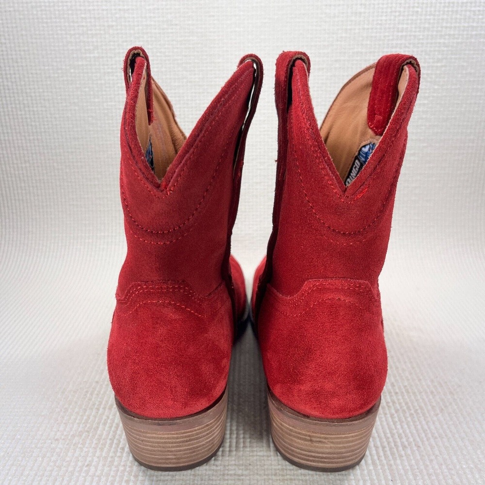 Dingo Tumbleweed Boots Women's 9 Red Suede Leather Lined Mid Calf Cowboy Booties - Picture 6 of 9
